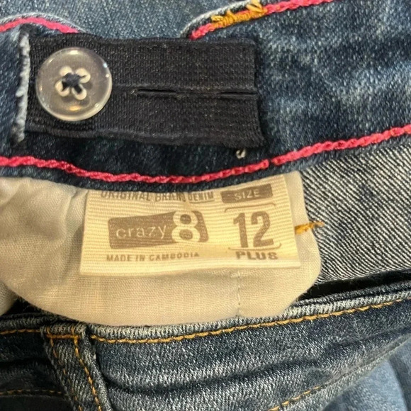 ❤️2/$11 Crazy 8 Girls Bootcut Plus Size Adjustable Waist Blue Jeans size 12 - Picture 6 of 10